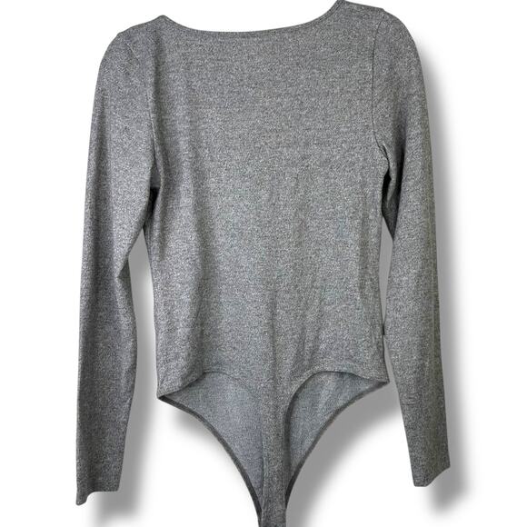 NEW American Eagle Plush Heather Brown Long Sleeve Scoop Neck Bodysuit Large - Picture 3 of 5